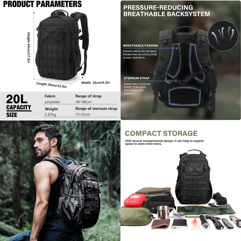 Military-Grade 20L Tactical Ba - Edc Carry Backpack recensie en prijs