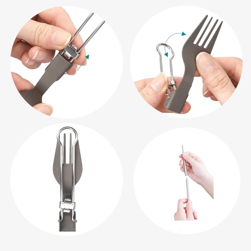Titanium Foldable Utensil Set  - Edc Everyday Carry Knives recensie en prijs